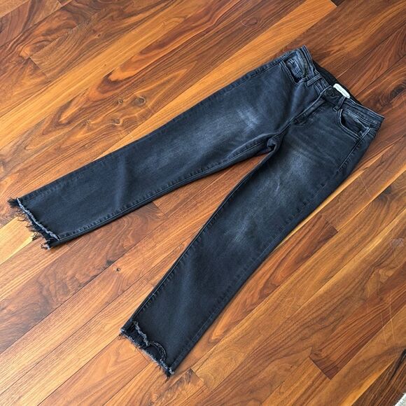 Flying Monkey Black Ankle Cropped Jeans with Raw Hem - Picture 8 of 9